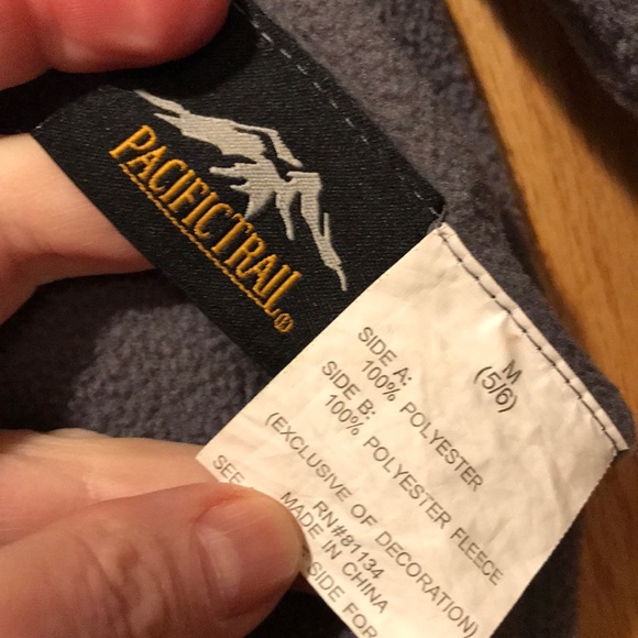 Boy’s hooded windbreaker 5 6 reversible jacket zip up yellow nylon gray fleece - Picture 6 of 6